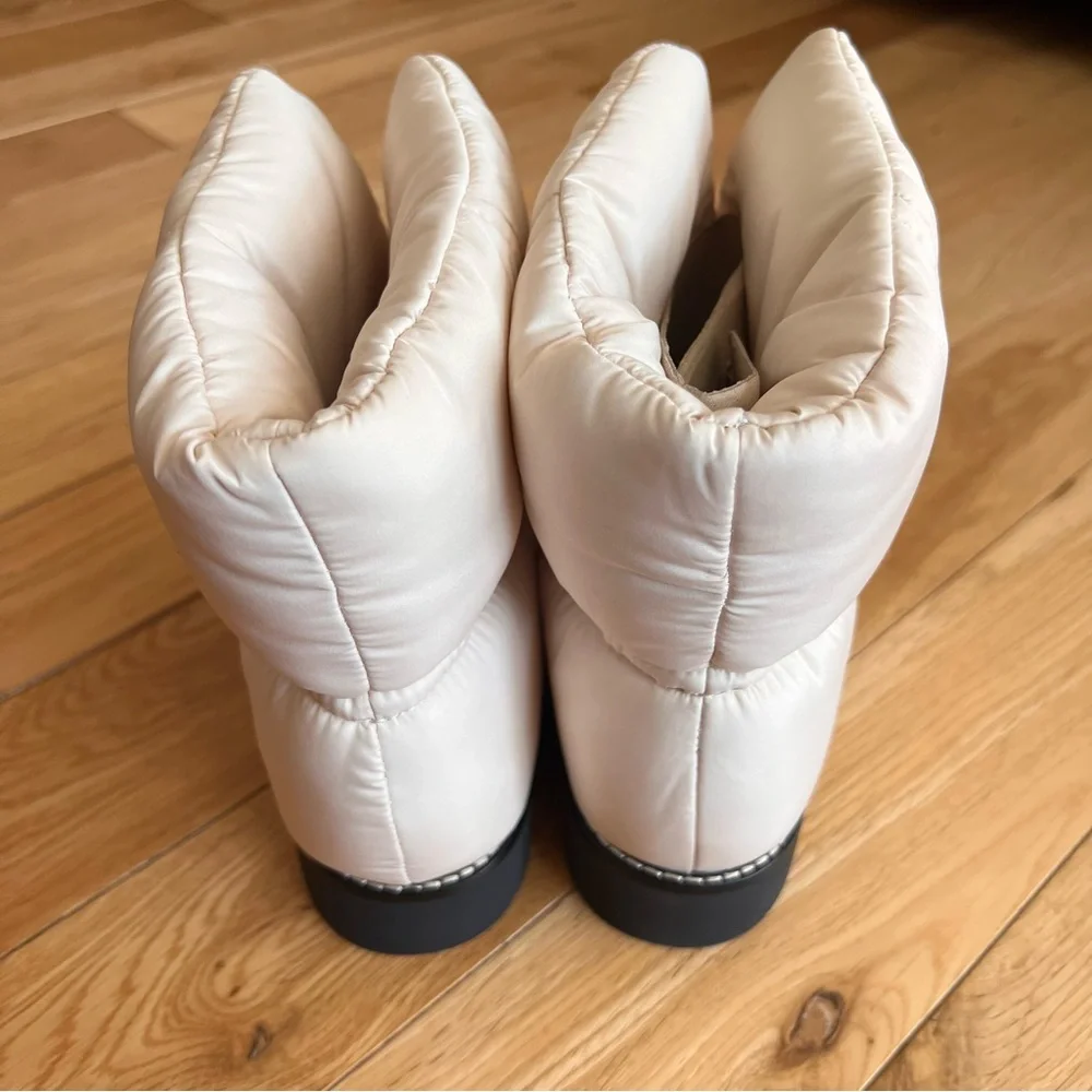 NEW J. Crew Elsa Puffer Boots with‎ Primaloft In Dusty Ivory Winter Bungee Sz 8